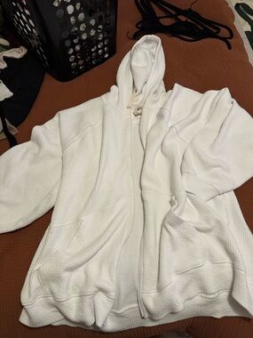 White ribbed zip up - Women